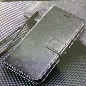 Black Leather Phone Wallet Case